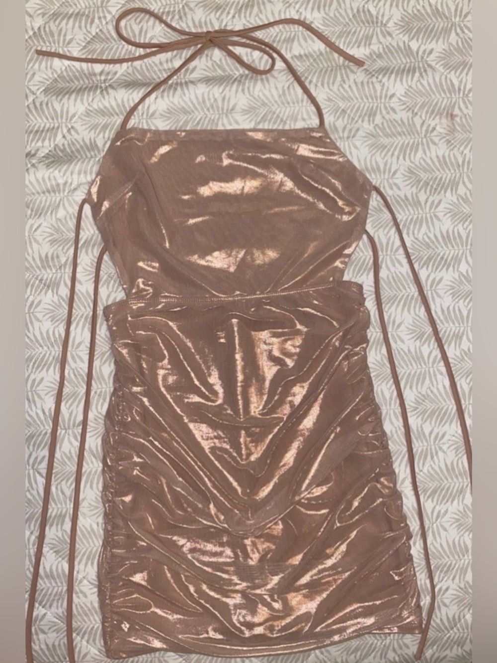 Lucy In The Sky Mesh Cross Back Dress Rose Gold XS.